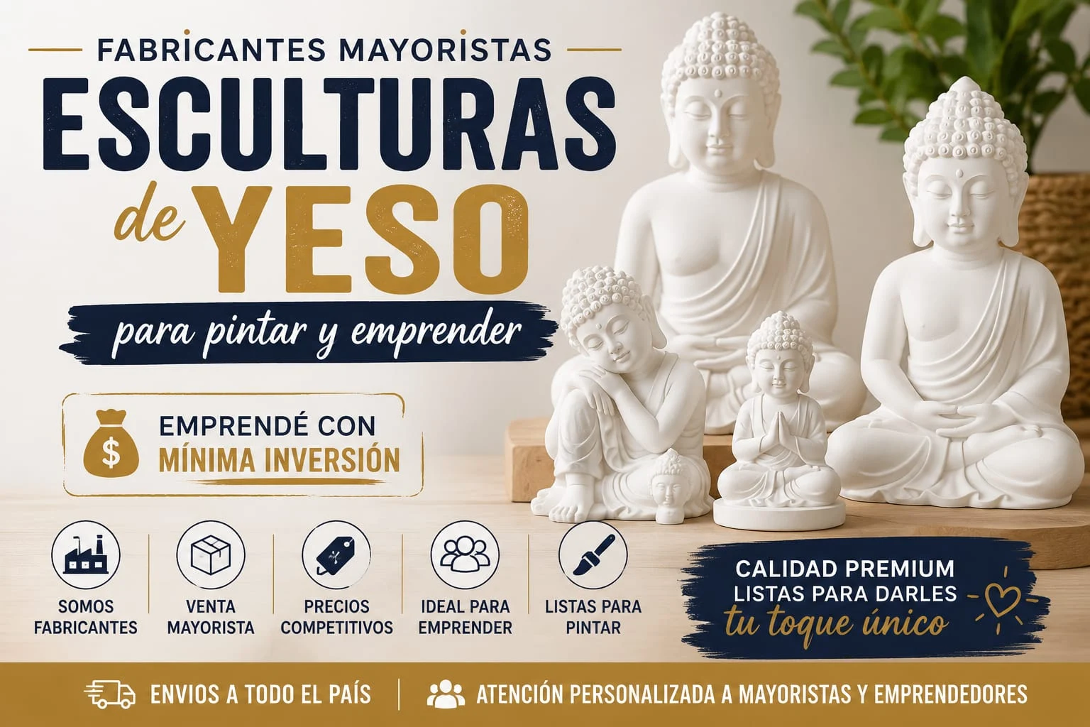 Fabricantes mayoristas de esculturas de yeso para pintar y emprender